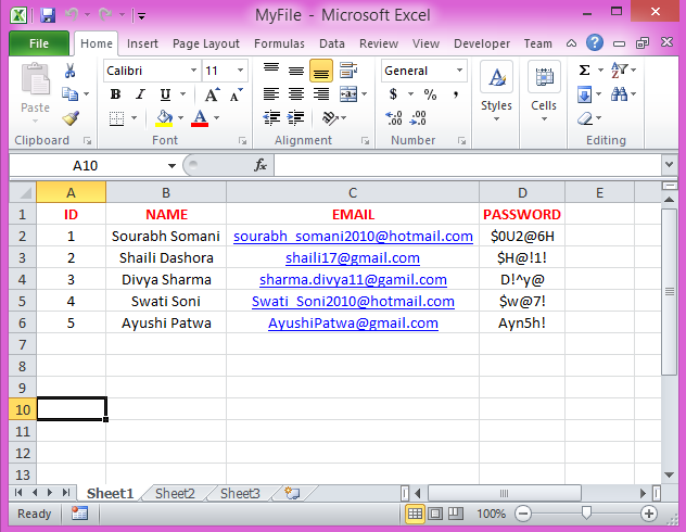 Excel file